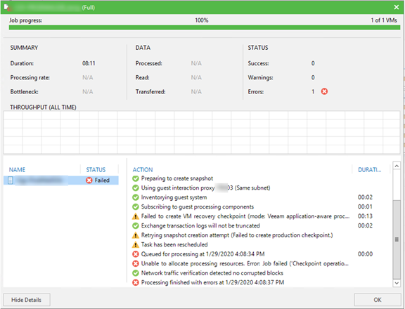 020620 2133 FixedVeeamB1 - Fixed Veeam Backup Error failed to create Production Checkpoint