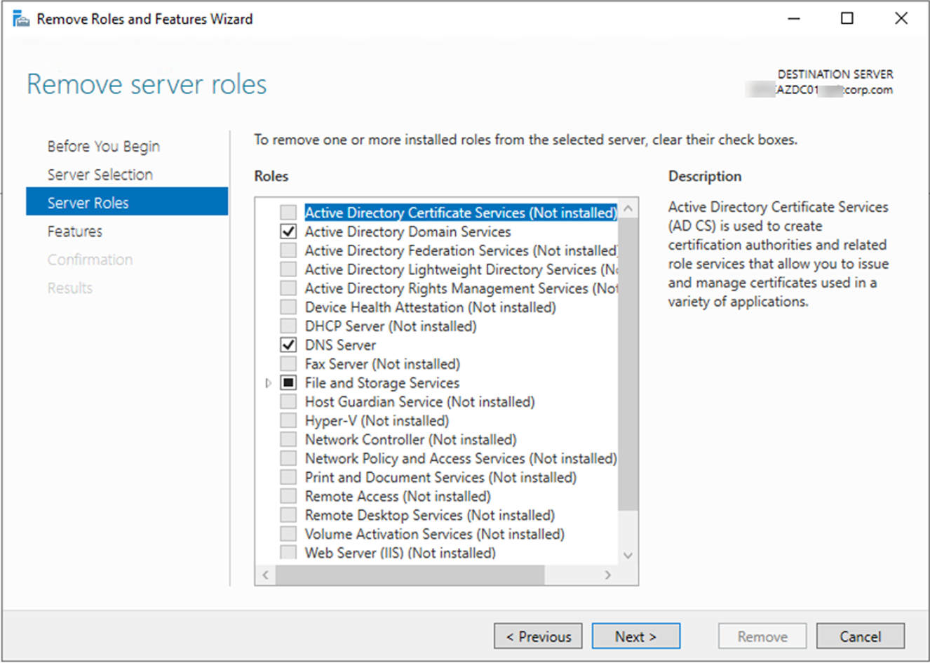 101120 0520 HowtoDemote20 - How to Demote Microsoft Windows Server 2019 Domain Controller Virtual Machine at Azure