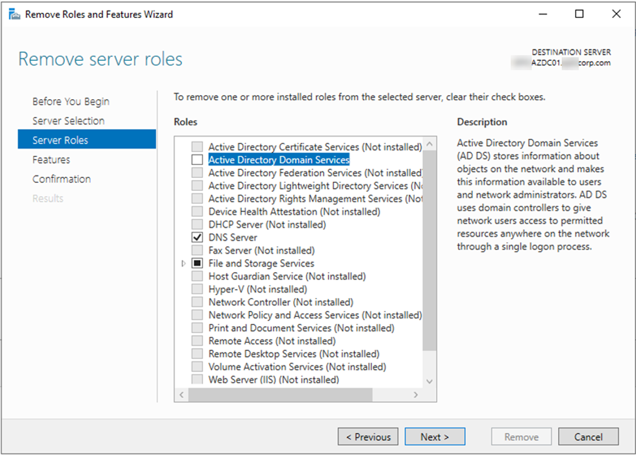 101120 0520 HowtoDemote22 - How to Demote Microsoft Windows Server 2019 Domain Controller Virtual Machine at Azure