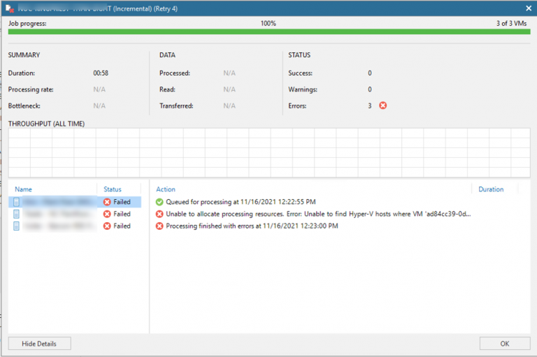 121421 0244 HowtofixVee1 768x511 - How to fix Veeam unable to allocate processing resources issues. Error unable to find Hyper-V hosts where VM 'xxxx-xxxx-xxxx-xxxx-xxxxis registered