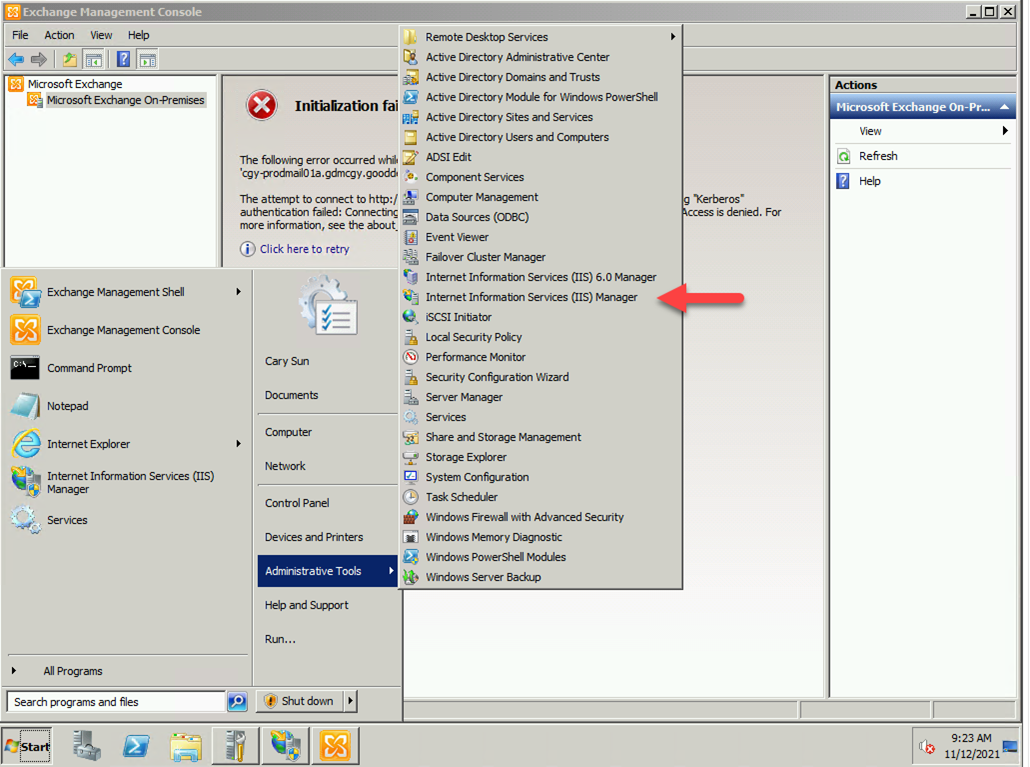 121621 1835 HowtofixExc2 - How to fix Exchange Management Console Initialization failed “Kerberos” Authentication failed error