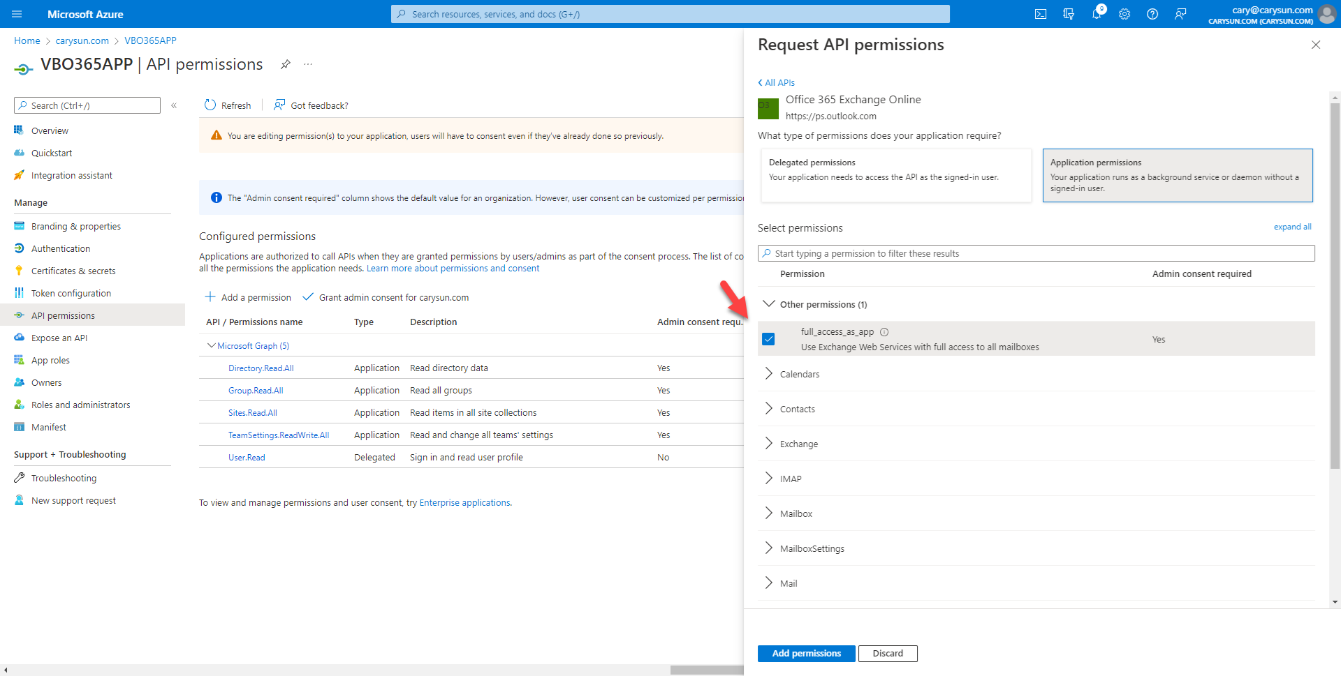 042022 1642 Howtoconfig20 - How to configure Azure AD Application Permissions for Modern App-Only Authentication of Veeam Backup for Microsoft 365