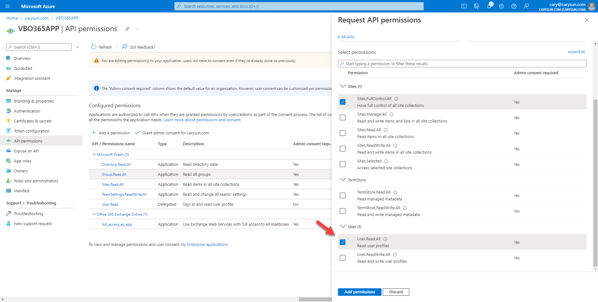 042022 1642 Howtoconfig25 - How to configure Azure AD Application Permissions for Modern App-Only Authentication of Veeam Backup for Microsoft 365