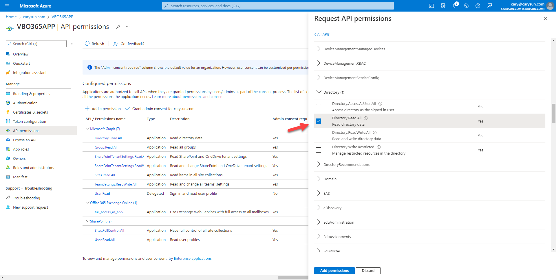 042022 1642 Howtoconfig29 - How to configure Azure AD Application Permissions for Modern App-Only Authentication of Veeam Backup for Microsoft 365