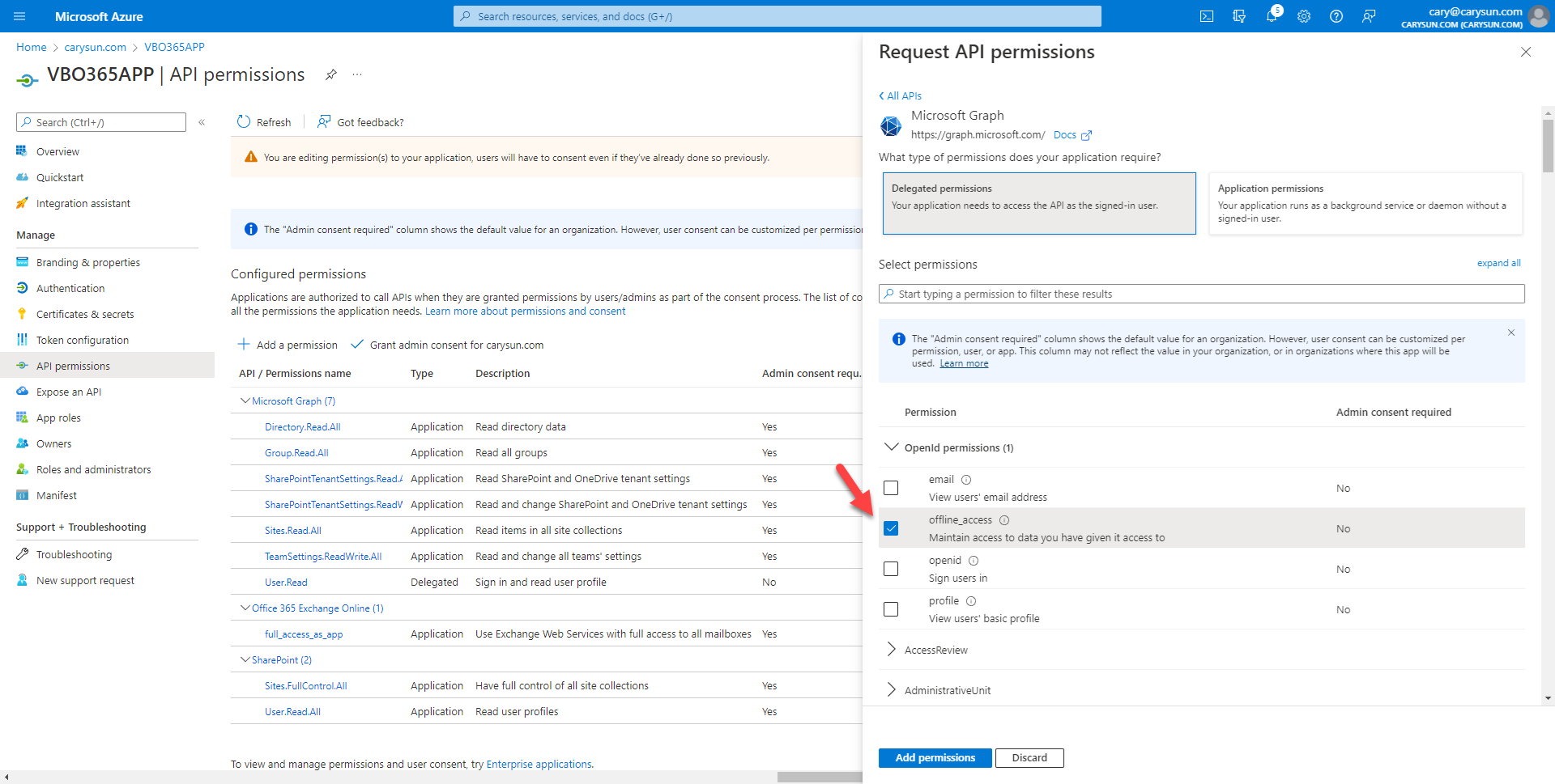 042022 1642 Howtoconfig32 - How to configure Azure AD Application Permissions for Modern App-Only Authentication of Veeam Backup for Microsoft 365