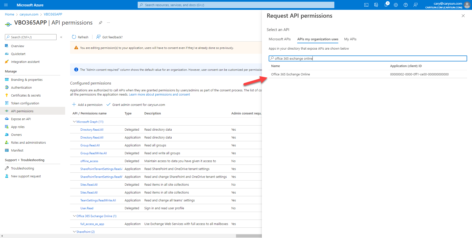 042022 1642 Howtoconfig35 - How to configure Azure AD Application Permissions for Modern App-Only Authentication of Veeam Backup for Microsoft 365