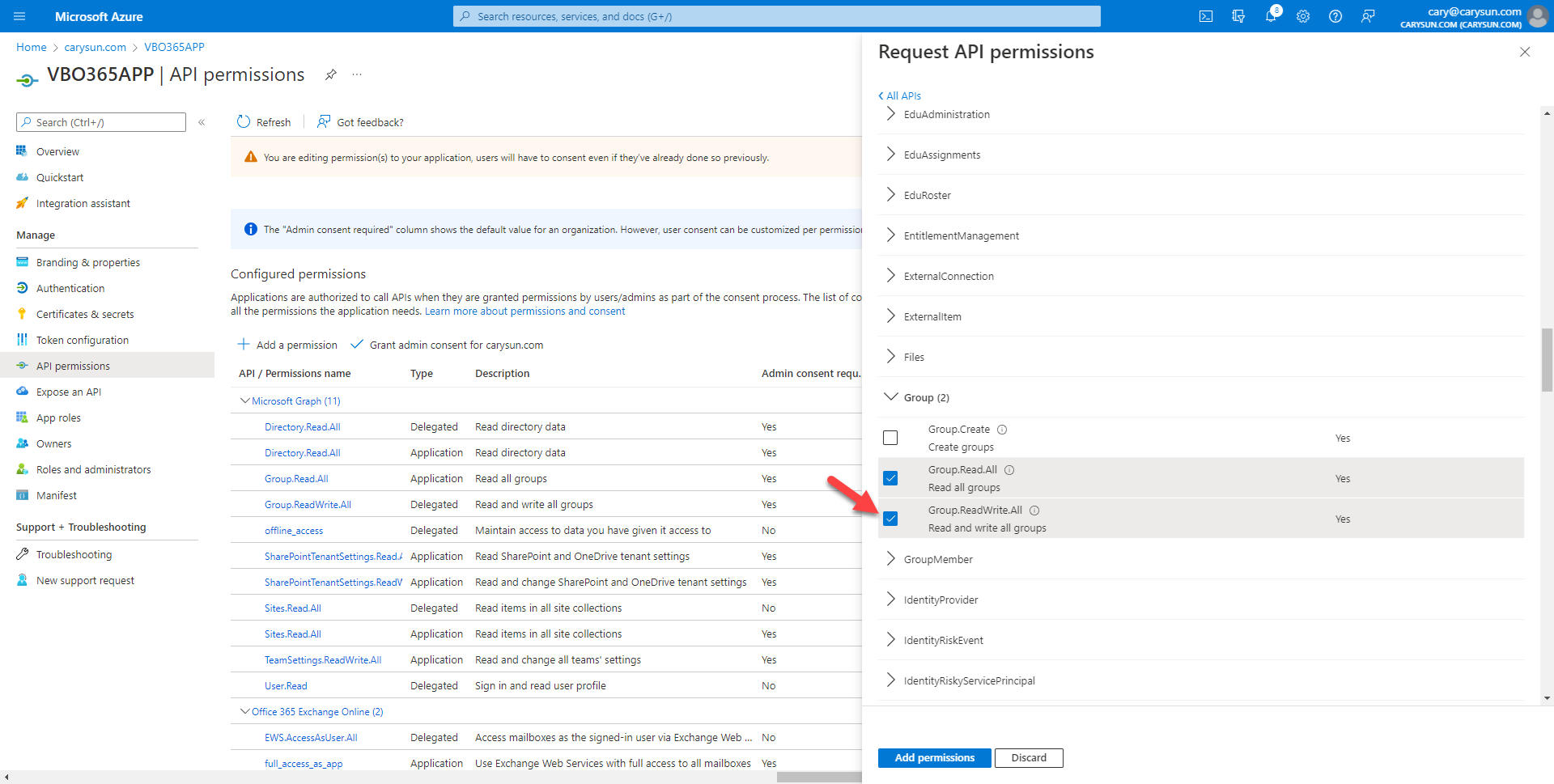 042022 1642 Howtoconfig46 - How to configure Azure AD Application Permissions for Modern App-Only Authentication of Veeam Backup for Microsoft 365