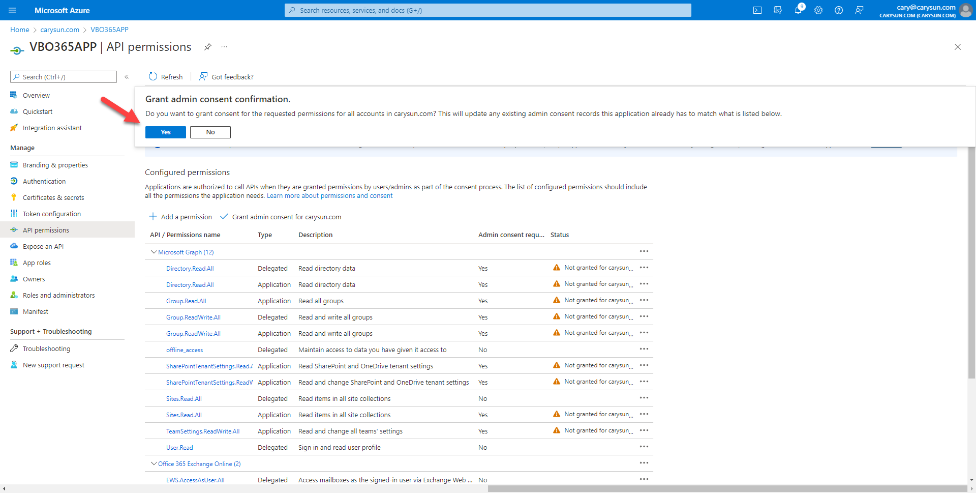 042022 1642 Howtoconfig48 - How to configure Azure AD Application Permissions for Modern App-Only Authentication of Veeam Backup for Microsoft 365