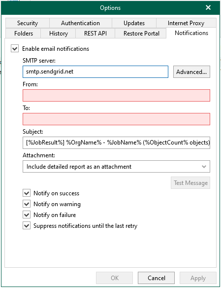 062222 1710 Hotoconfigu37 - How to configure notification with Free SendGrid account of Azure for Veeam Backup for Microsoft 365