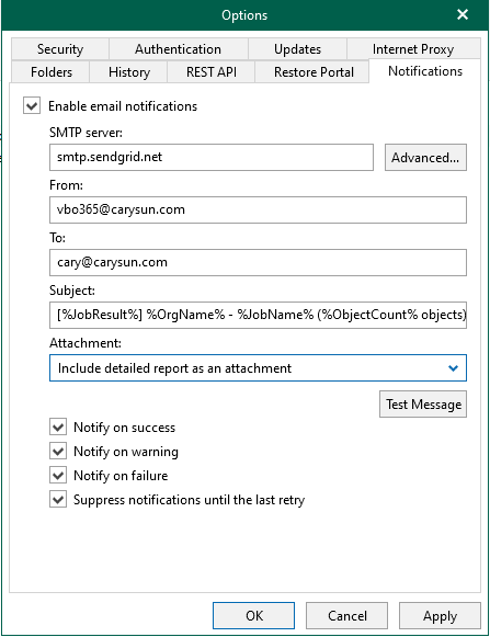 062222 1710 Hotoconfigu39 - How to configure notification with Free SendGrid account of Azure for Veeam Backup for Microsoft 365