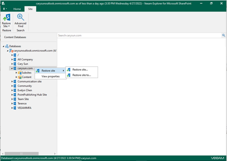 012923 2242 Howtorestor4 768x546 - How to restore SharePoint Online data from Veeam Explorer for Microsoft SharePoint in Veeam Backup for Microsoft 365 v6