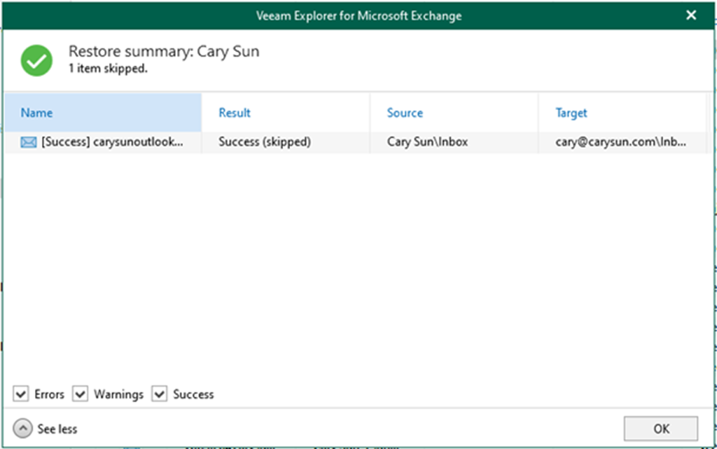 013023 0312 Howtorestor13 - How to restore Exchange data from retrieved data in Veeam Backup for Microsoft 365 v6