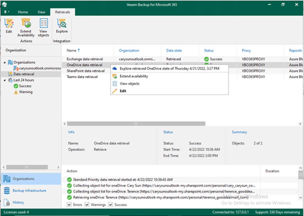 020423 1959 Howtorestor1 - How to restore OneDrive for Business data from retrieved data in Veeam Backup for Microsoft 365 v6