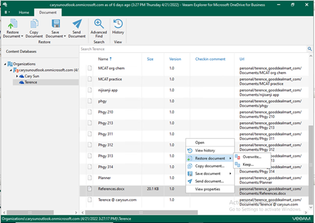 020423 1959 Howtorestor2 - How to restore OneDrive for Business data from retrieved data in Veeam Backup for Microsoft 365 v6