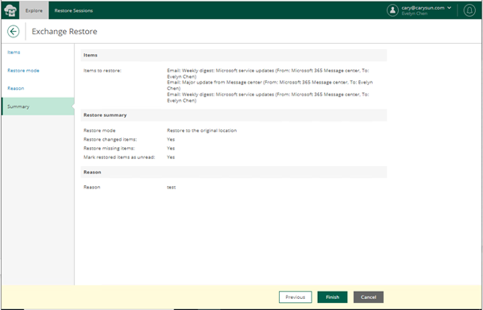 020523 2008 Howtorestor14 - How to restore Exchange Online data from the Veeam Backup for Microsoft 365 v6 Restore Portal