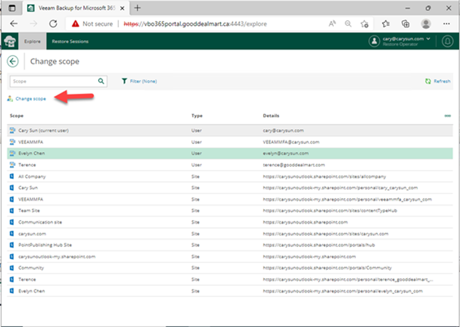 020523 2008 Howtorestor7 - How to restore Exchange Online data from the Veeam Backup for Microsoft 365 v6 Restore Portal