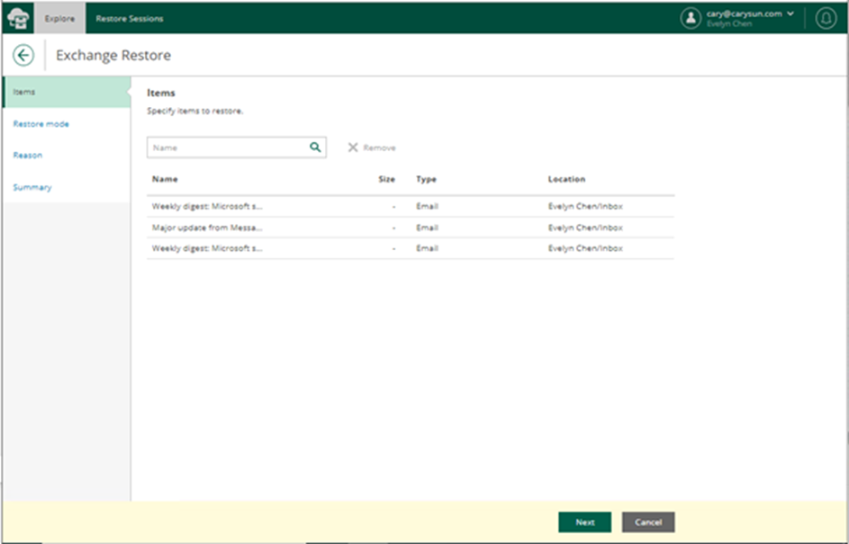 020523 2008 Howtorestor9 - How to restore Exchange Online data from the Veeam Backup for Microsoft 365 v6 Restore Portal