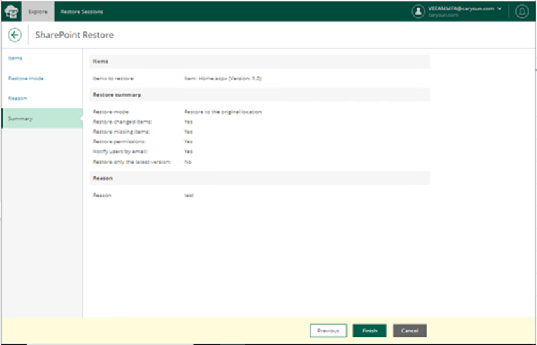 020523 2032 Howtorestor13 768x493 - How to restore SharePoint Online data from the Veeam Backup for Microsoft 365 v6 Restore Portal