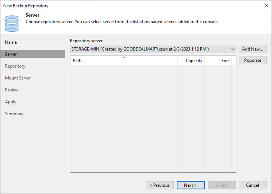 082523 1642 Howtoaddthe6 - How to add the Microsoft Windows Server’s local directory as a Backup Repository at Veeam Backup and Replication v12