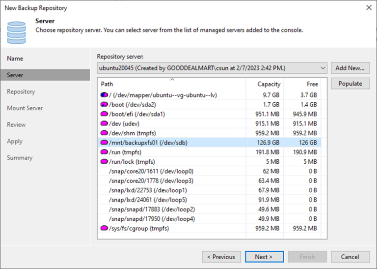 082523 1716 Howtoaddthe7 768x547 - How to add the Linux Server’s local directory as a Backup Repository at Veeam Backup and Replication v12