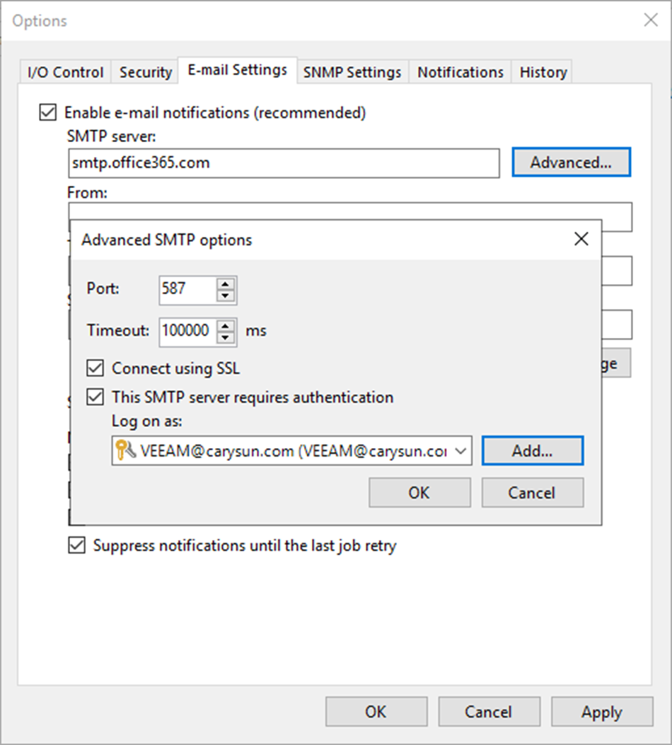 082723 1841 Howtoconfig17 - How to configure Notification with Microsoft 365 NON-MFA Account at Veeam Backup and Replication v12