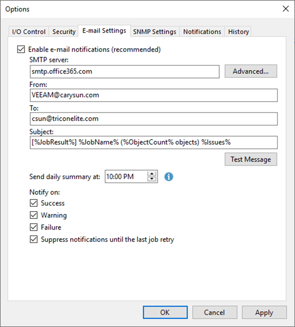 082723 1841 Howtoconfig18 - How to configure Notification with Microsoft 365 NON-MFA Account at Veeam Backup and Replication v12