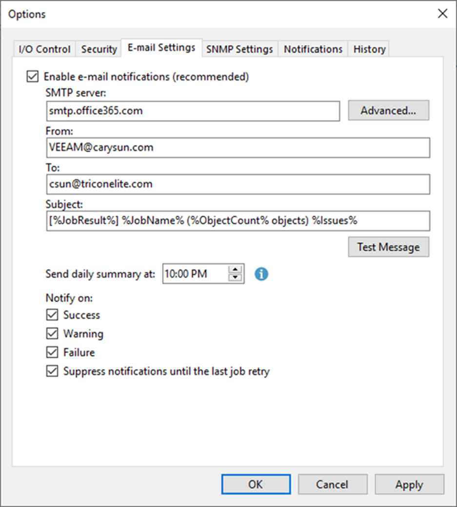 082723 1841 Howtoconfig20 - How to configure Notification with Microsoft 365 NON-MFA Account at Veeam Backup and Replication v12