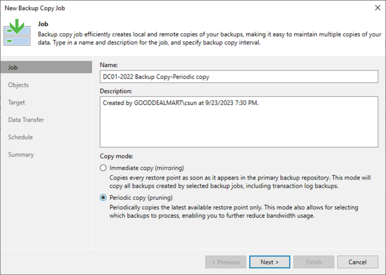 092423 0522 Howtocreate4 768x547 - How to create a Backup Copy Job with Periodic copy from the backup job workload at Veeam Backup and Replication v12