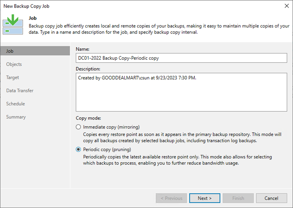 092423 0522 Howtocreate4 - How to create a Backup Copy Job with Periodic copy from the backup job workload at Veeam Backup and Replication v12