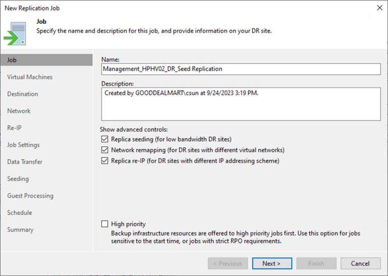 092423 2341 Howtocreate4 768x547 - How to create a Replication job with seeding to the Disaster Recovery Site at Veeam Backup and Replication v12